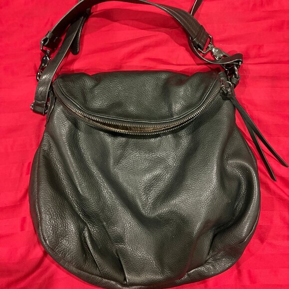 Margot Leather Satchel bag with both short shoulder strap + long strap (black) - Picture 6 of 9